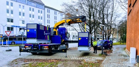 Lieferung gemietetes Stromaggregat