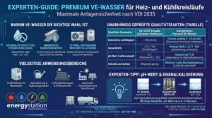 Mehr über den Artikel erfahren Experten-Tipps: Premium VE-Wasser für Heiz- und Kühlkreisläufe – Maximale Anlagensicherheit nach VDI 2035
