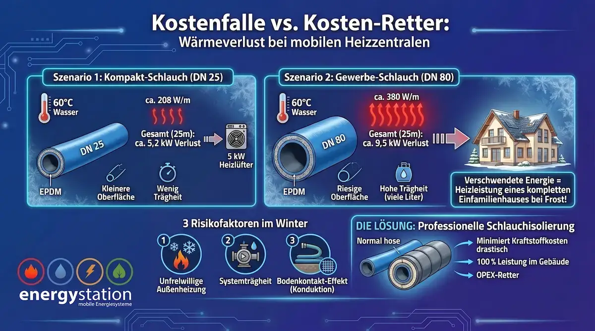 Mehr über den Artikel erfahren Experten-Tipps: Die unterschätzte Kostenfalle – Wärmeverlust bei Anschlussschläuchen im Winterbetrieb